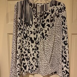 Cabi Black/Brown/White Lg Blouse